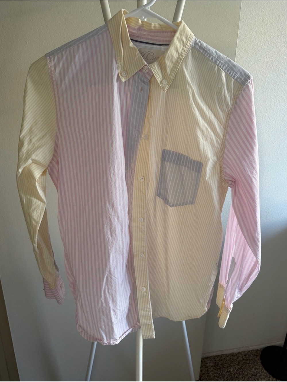J. Crew Men's Pastel Multi-Stripe Button-Down Shirt - Yellow, Pink, Blue
